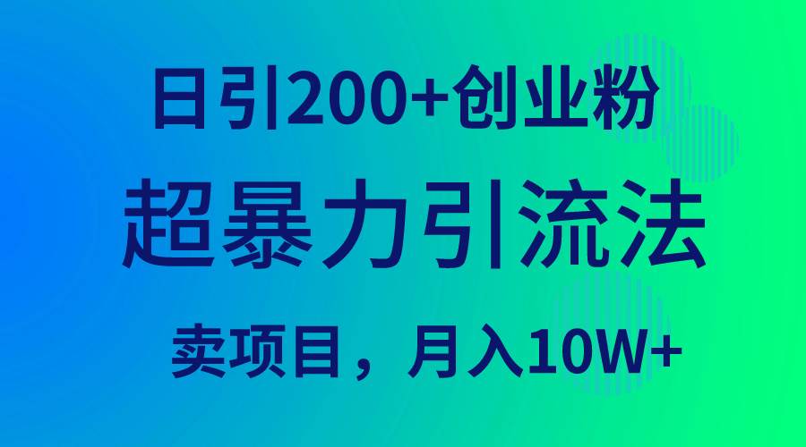 （9654期）超暴力引流法，日引200+创业粉，卖项目月入10W+-问小徐资源库