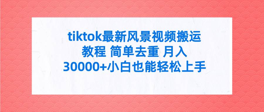 （9804期）tiktok最新风景视频搬运教程 简单去重 月入30000+附全套工具-问小徐资源库