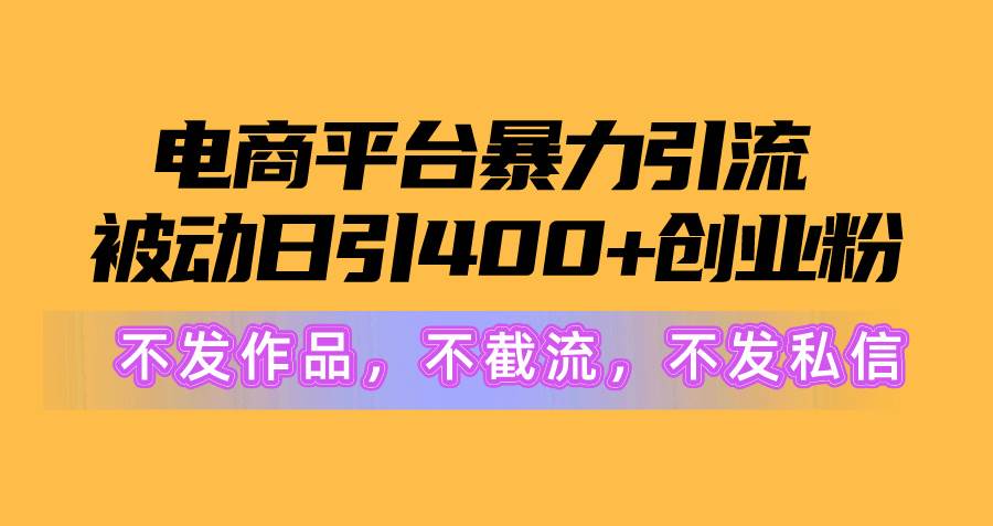 （10168期）电商平台暴力引流,被动日引400+创业粉不发作品，不截流，不发私信-问小徐资源库