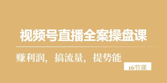 （10207期）视频号直播全案操盘课，赚利润，搞流量，提势能（16节课）-问小徐资源库