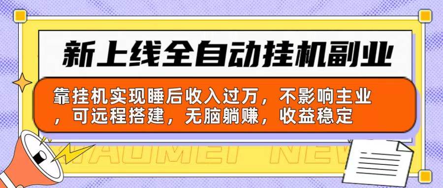（10588期）新上线全自动挂机副业：靠挂机实现睡后收入过万，不影响主业可远程搭建...-问小徐资源库
