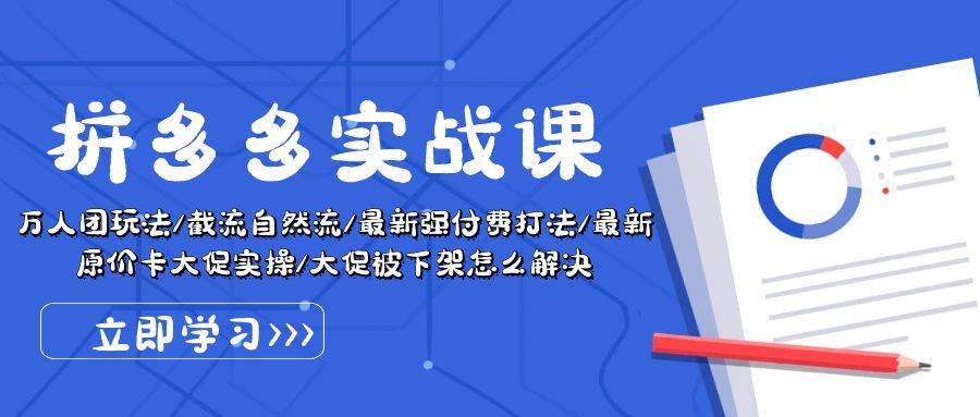 （10865期）拼多多·实战课：万人团玩法/截流自然流/最新强付费打法/最新原价卡大促..-问小徐资源库