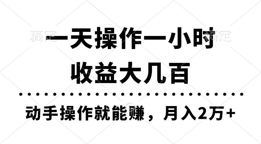 （11263期）一天操作一小时，收益大几百，动手操作就能赚，月入2万+教学-问小徐资源库