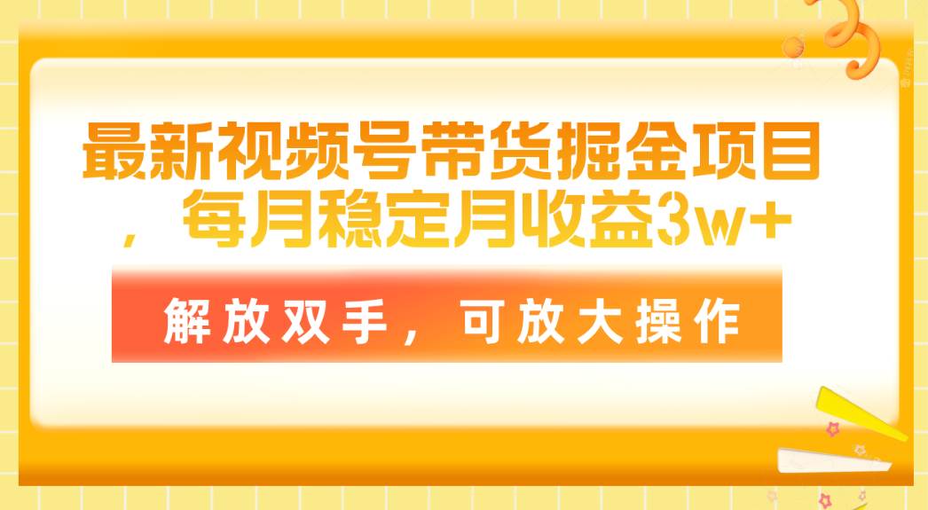 （11010期）最新视频号带货掘金项目，每月稳定月收益3w+，解放双手，可放大操作-问小徐资源库
