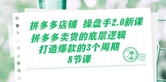 （10859期）拼多多店铺 操盘手2.0新课，拼多多卖货的底层逻辑，打造爆款的3个周期-8节-问小徐资源库