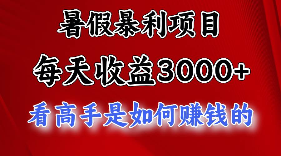 （11422期）暑假暴利项目，每天收益3000+ 努努力能达到5000+，暑假大流量来了-问小徐资源库
