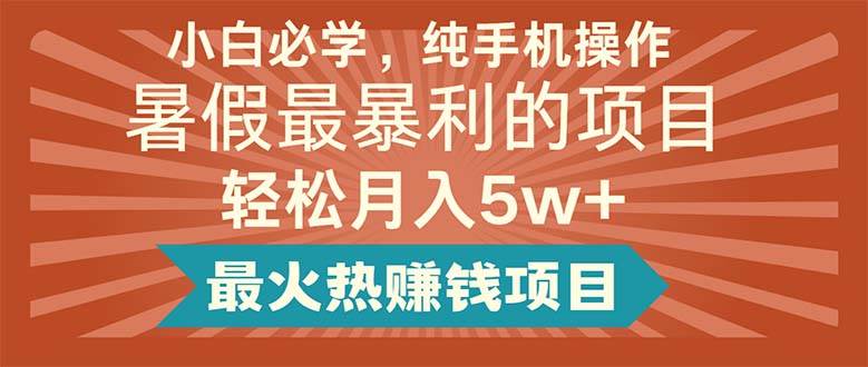 （11583期）小白必学，纯手机操作，暑假最暴利的项目轻松月入5w+最火热赚钱项目-问小徐资源库