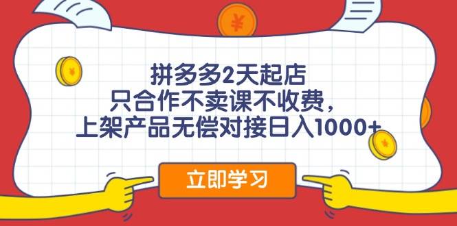 （12356期）拼多多0成本开店，只合作不卖课不收费，0成本尝试，日赚千元+-问小徐资源库