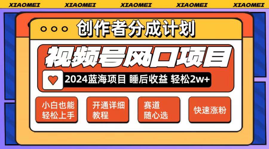 （12084期）微信视频号大风口项目 轻松月入2w+ 多赛道选择，可矩阵，玩法简单轻松上手-问小徐资源库