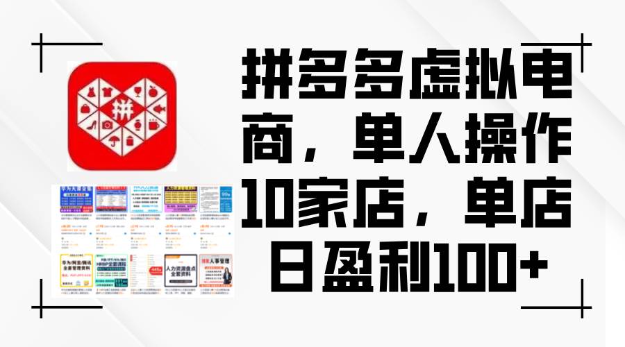 （12267期）拼多多虚拟电商，单人操作10家店，单店日盈利100+-问小徐资源库