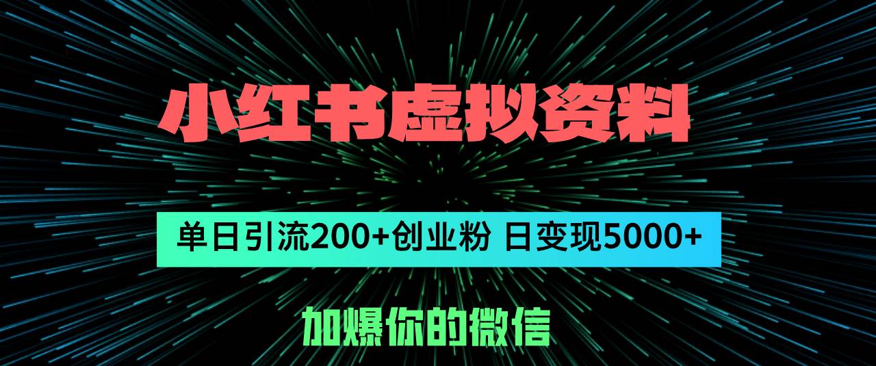 （12164期）小红书虚拟资料日引流200+创业粉，单日变现5000+-问小徐资源库