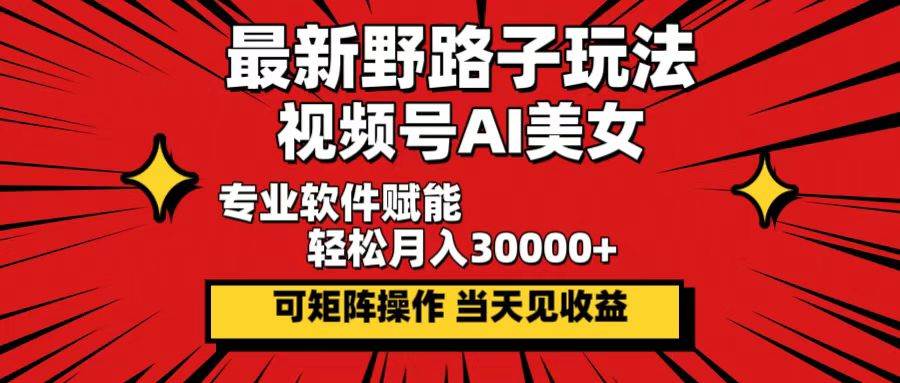 （12798期）最新野路子玩法，视频号AI美女，当天见收益，轻松月入30000＋-问小徐资源库