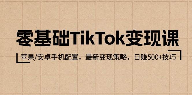 （12723期）零基础TikTok变现课：苹果/安卓手机配置，最新变现策略，日赚500+技巧-问小徐资源库
