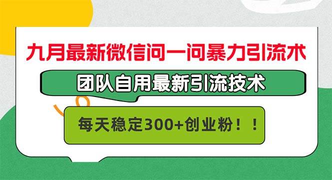 （12735期）九月最新微信问一问暴力引流术，团队自用引流术，每天稳定300+创...-问小徐资源库