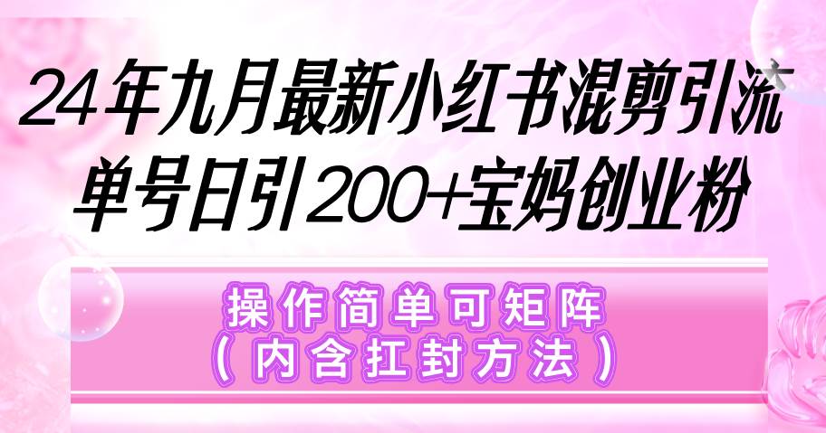 （12530期）小红书混剪引流，单号日引200+宝妈创业粉，操作简单可矩阵（内含扛封…-问小徐资源库