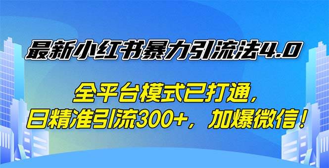 （12505期）最新小红书暴力引流法4.0， 全平台模式已打通，日精准引流300+，加爆微…-问小徐资源库