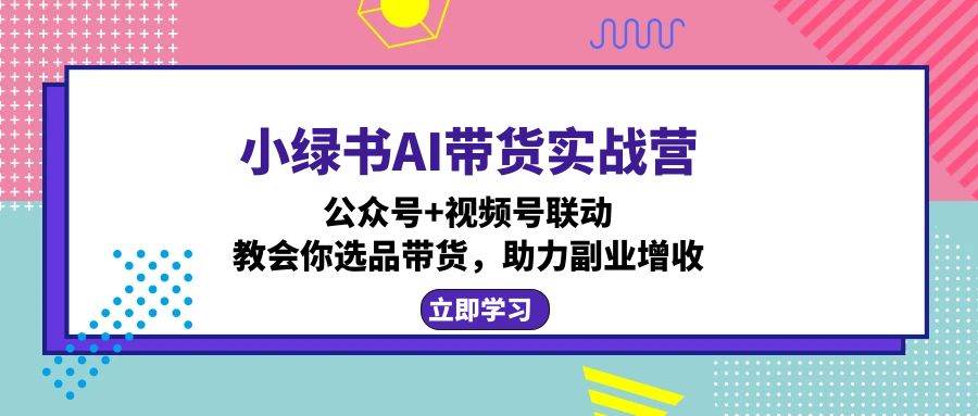 （12848期）小绿书AI带货实战营：公众号+视频号联动，教会你选品带货，助力副业增收-问小徐资源库