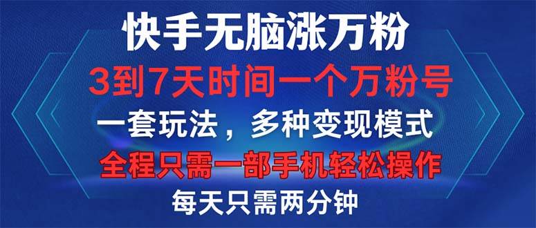 （12981期）快手无脑涨万粉，3到7天时间一个万粉号，全程一部手机轻松操作，每天只...-问小徐资源库