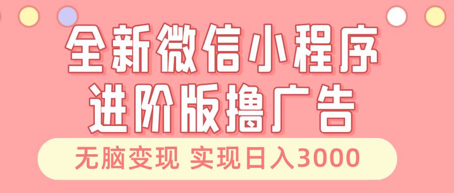 （13197期）全新微信小程序进阶版撸广告 无脑变现睡后也有收入 日入3000＋-问小徐资源库