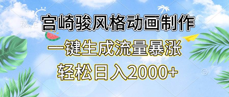 （13386期）宫崎骏风格动画制作，一键生成流量暴涨，轻松日入2000+-问小徐资源库