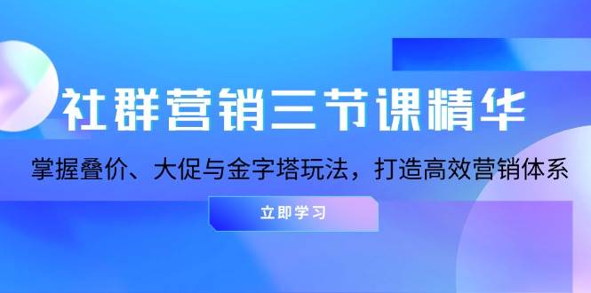 （13431期）社群营销三节课精华：掌握叠价、大促与金字塔玩法，打造高效营销体系-问小徐资源库