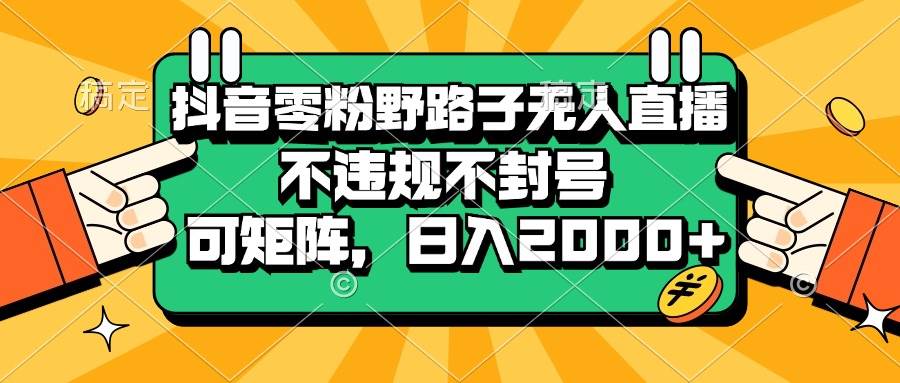 （13336期）抖音零粉野路子无人直播，不违规不封号，可矩阵，日入2000+-问小徐资源库