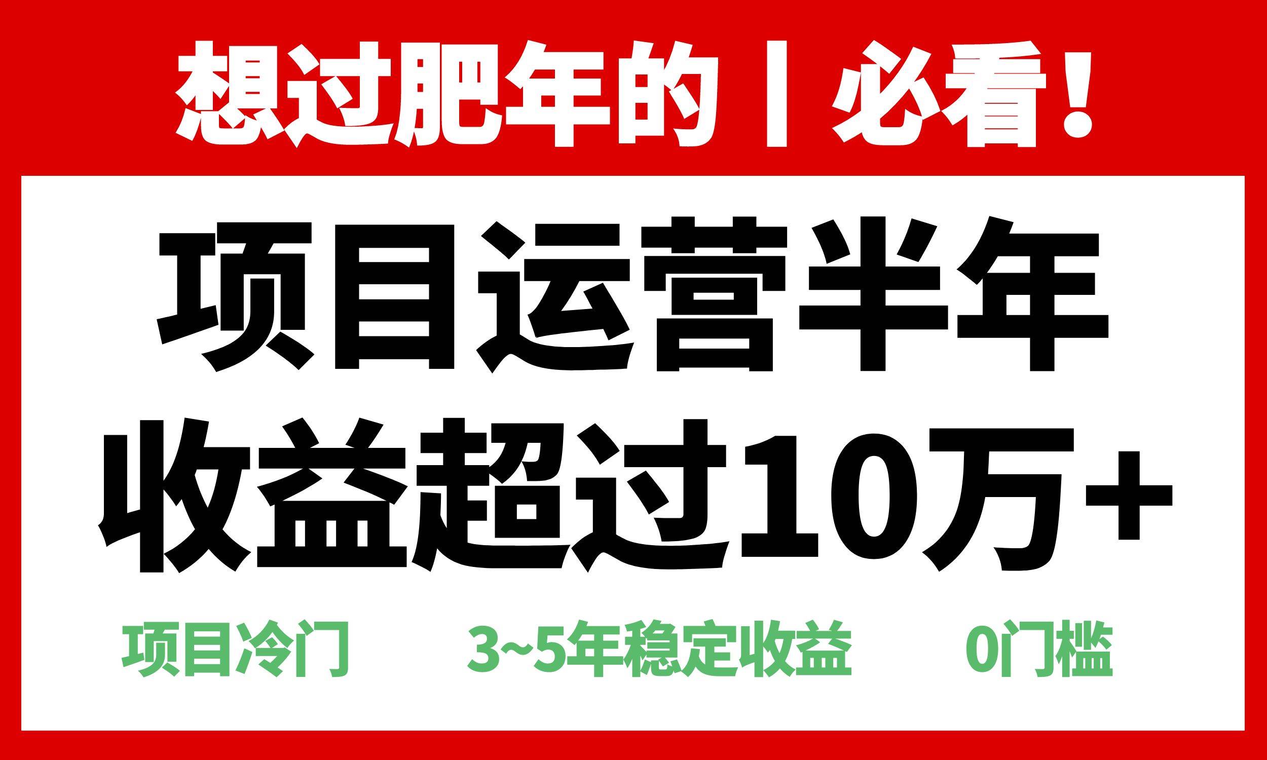 （13663期）年前过肥年的必看的超冷门项目，半年收益超过10万+，-问小徐资源库