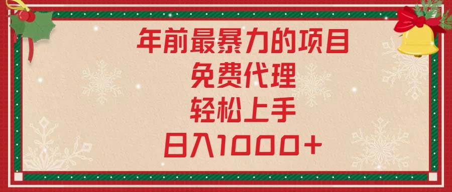 （13773期）年前最暴力的项目，免费代理，轻松上手，日入1000+-问小徐资源库