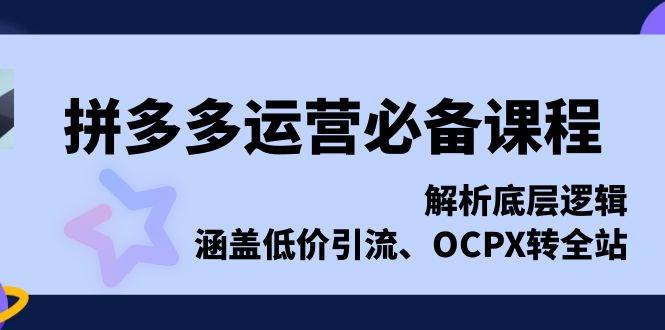 （13700期）拼多多运营必备课程，解析底层逻辑，涵盖低价引流、OCPX转全站-问小徐资源库