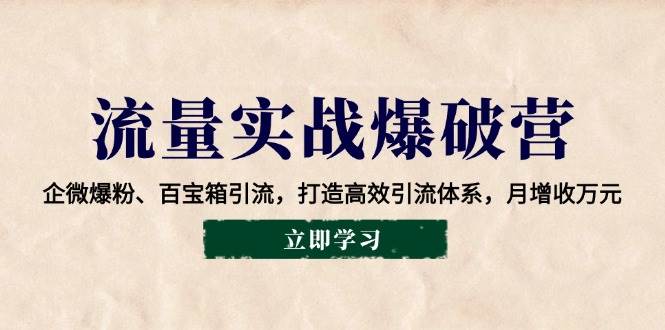 （14039期）流量实战爆破营：企微爆粉、百宝箱引流，打造高效引流体系，月增收万元-问小徐资源库