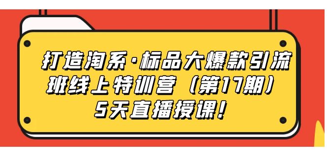 打造淘系·标品大爆款引流班线上特训营5天直播授课！-问小徐资源库