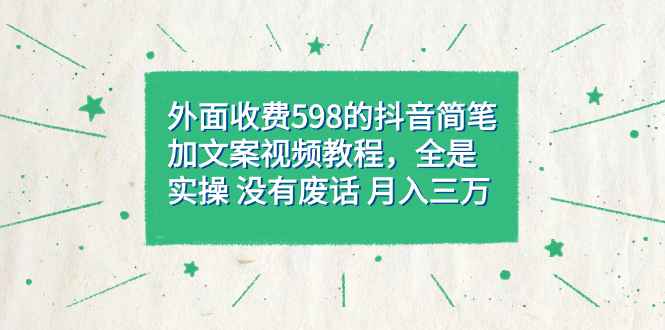 外面收费598抖音简笔加文案教程，全是实操 没有废话 月入三万（教程+资料）-问小徐资源库