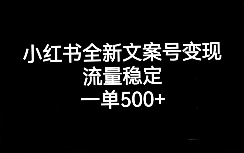 小红书全新文案号变现，流量稳定，一单收入500+-问小徐资源库