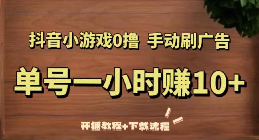 抖音小游戏0撸手动刷广告，单号一小时赚10+（开播教程+下载流程）-问小徐资源库
