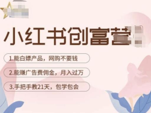 小红书创富营-教小红书带货，陪跑21天，教你赚广告费佣金，月入过万-问小徐资源库