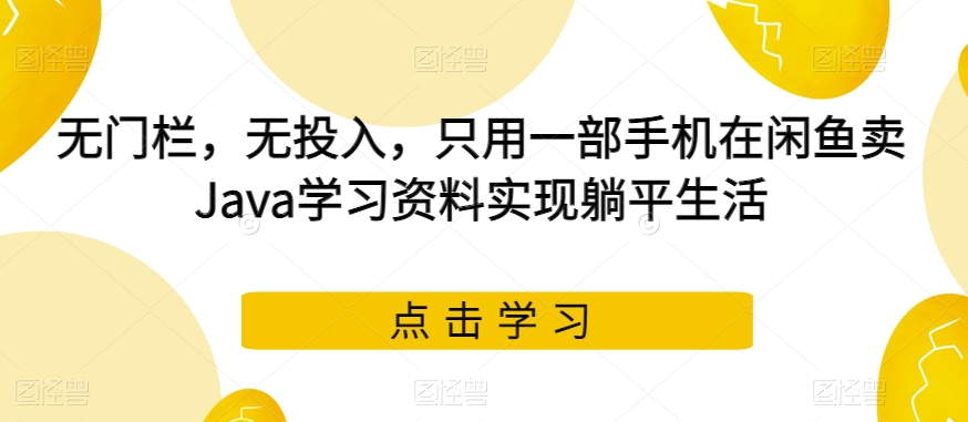 无门栏，无投入，只用一部手机在闲鱼卖Java学习资料实现躺平生活【揭秘】-问小徐资源库