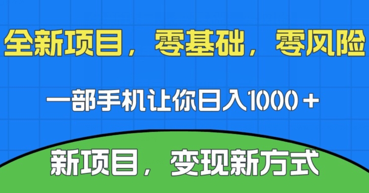 新项目，新平台，一部手机即可日入1000＋，无门槛操作【揭秘】-问小徐资源库