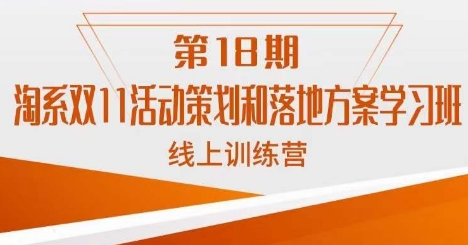 南掌柜·淘系双11活动策划和落地方案线上课18期-问小徐资源库