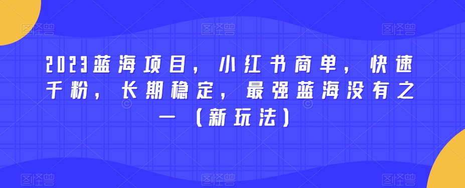 2023蓝海项目，小红书商单，快速千粉，长期稳定，最强蓝海没有之一（新玩法）-问小徐资源库