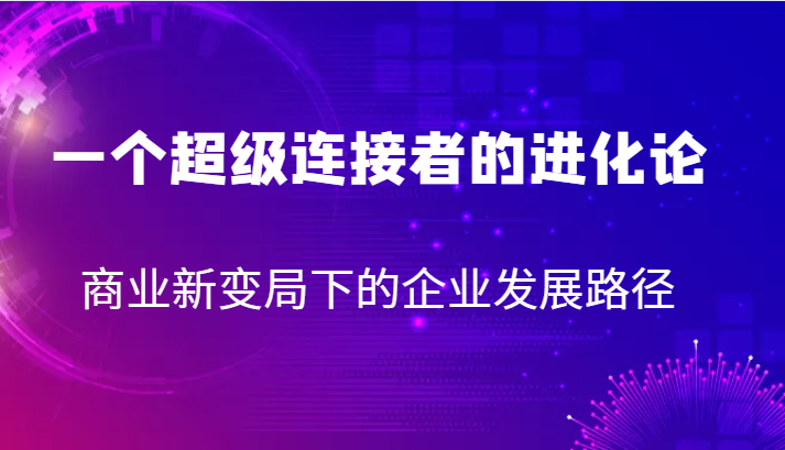 一个超级连接者的进化论 商业新变局下的企业发展路径-问小徐资源库