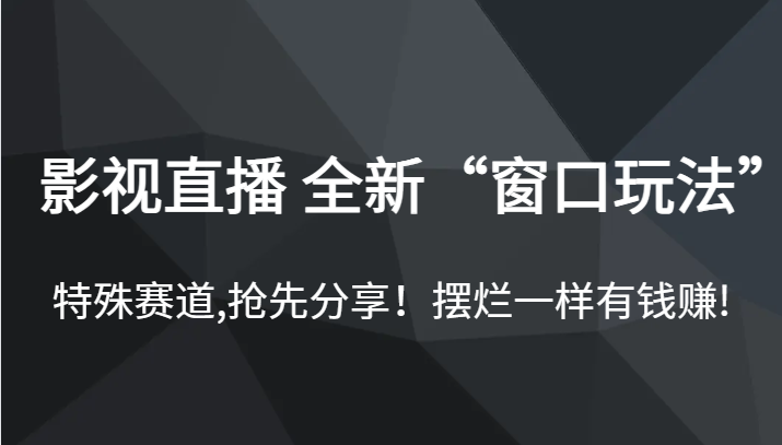 影视直播 全新“窗口玩法”，特殊赛道,抢先分享！摆烂一样有钱赚!-问小徐资源库