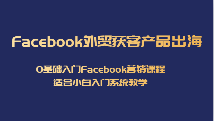 Facebook外贸获客产品出海，0基础入门Facebook营销课程，适合小白入门系统教学-问小徐资源库