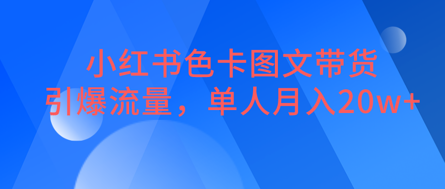 小红书色卡图文带货，引爆流量，单人月入20W+-问小徐资源库