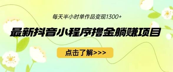 最新抖音小程序撸金躺赚项目，一部手机每天半小时，单个作品变现1300+【揭秘】-问小徐资源库
