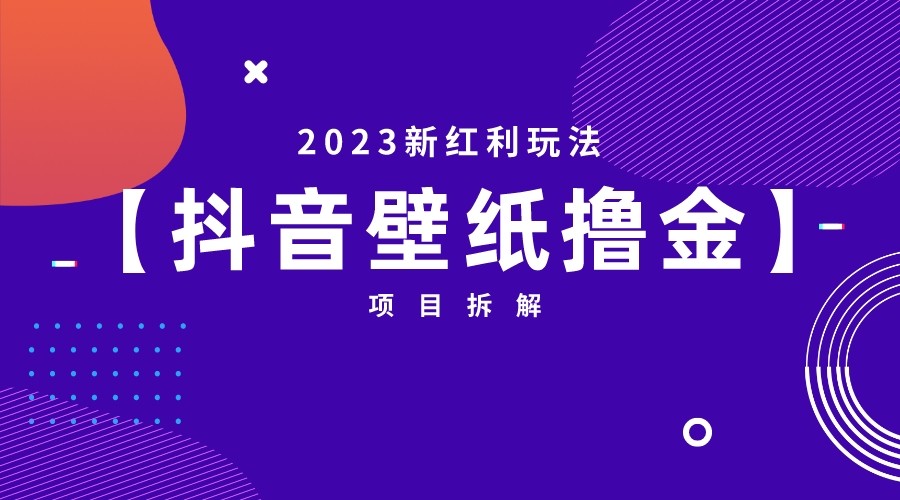 2023新红利玩法，抖音壁纸撸金项目拆解-问小徐资源库