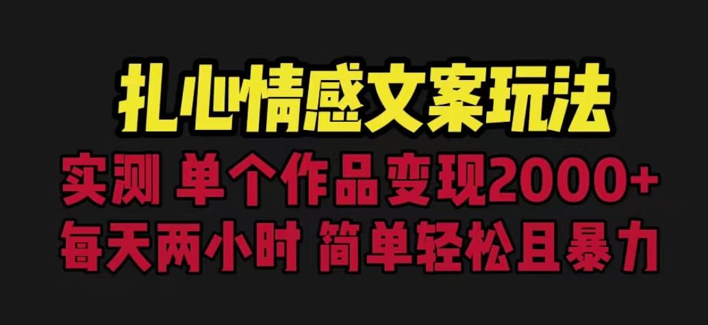 扎心情感文案玩法，单个作品变现5000+，一分钟一条原创作品，流量爆炸【揭秘】-问小徐资源库