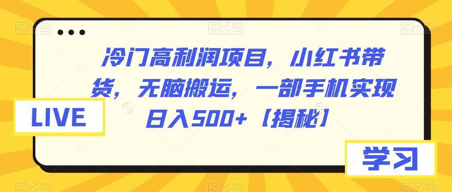 冷门高利润项目，小红书带货，无脑搬运，一部手机实现日入500+【揭秘】-问小徐资源库