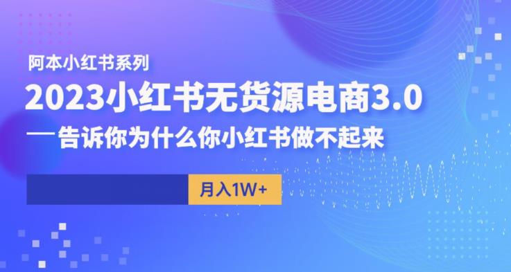 阿本小红书无货源电商3.0，告诉你为什么你小红书做不起来-问小徐资源库