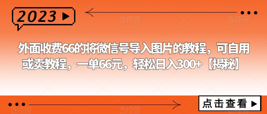 外面收费66的将微信号导入图片的教程，可自用或卖教程，一单66元，轻松日入300+【揭秘】-问小徐资源库