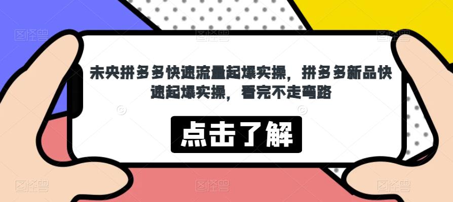 未央拼多多快速流量起爆实操，拼多多新品快速起爆实操，看完不走弯路-问小徐资源库